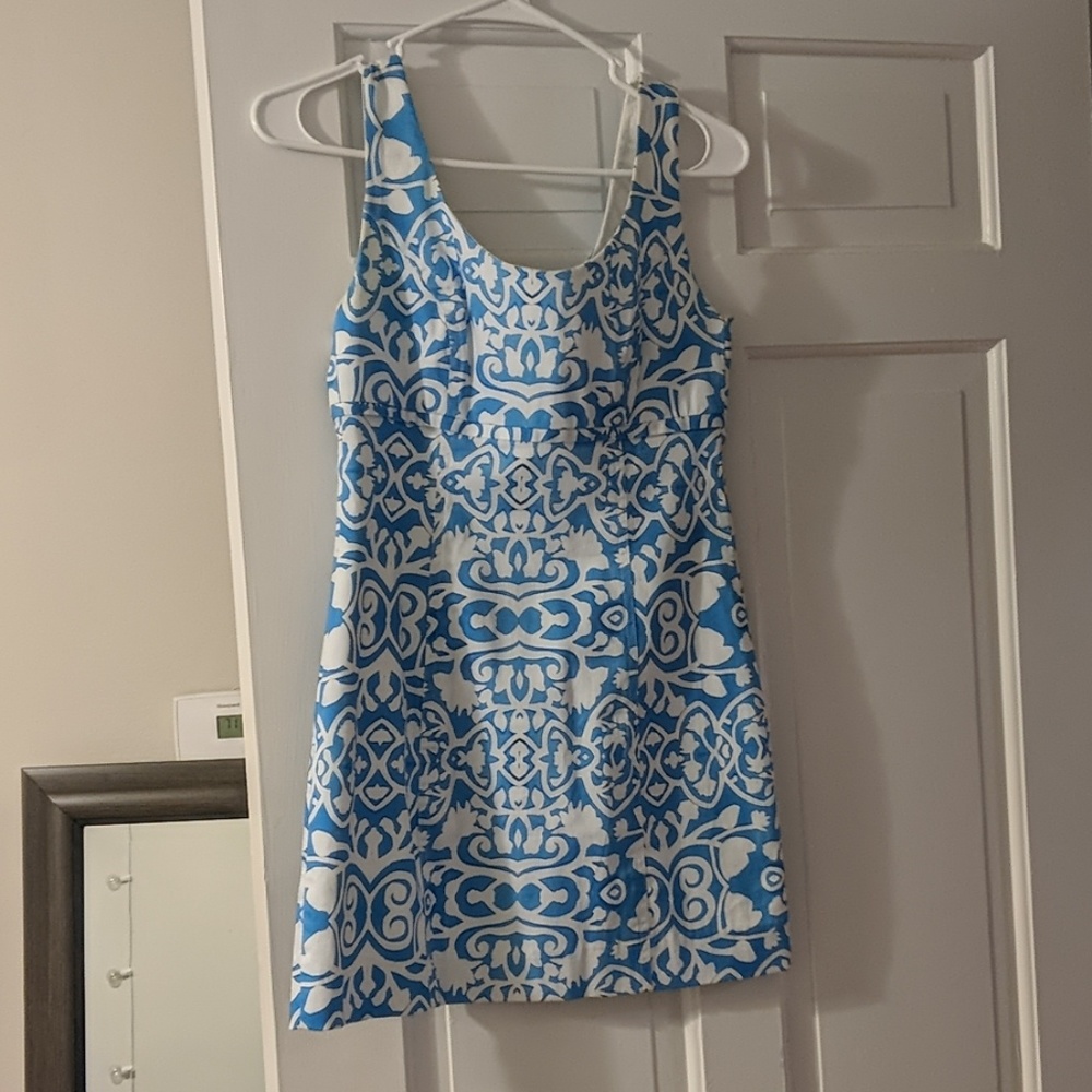 Blue and white dress